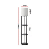 3 Tier Shelf Storage Floor Lamp White with Pull String Switch