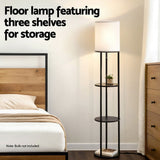 3 Tier Shelf Storage Floor Lamp White with Pull String Switch