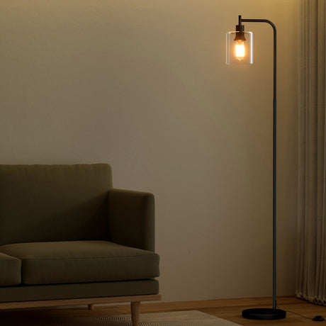 Modern Black Floor Lamp with Glass Shade — Allure Home Collections