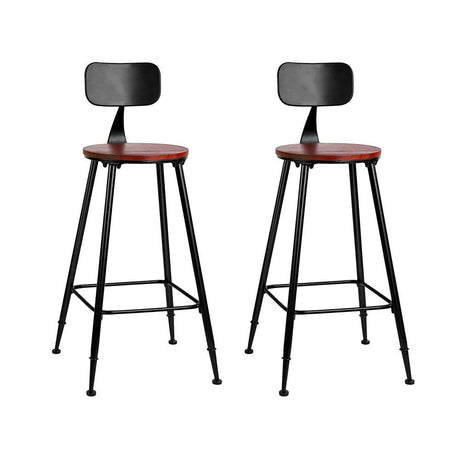 Surf Beach Industrial Bar Stool, Dark Brown 2pcs