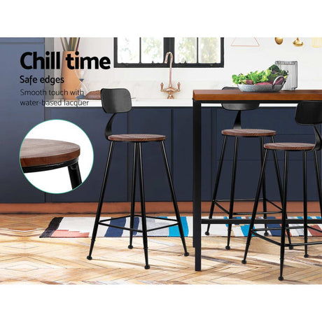 Side profile of Artiss vintage metal bar stool showing industrial silhouette — Allure Home Collections