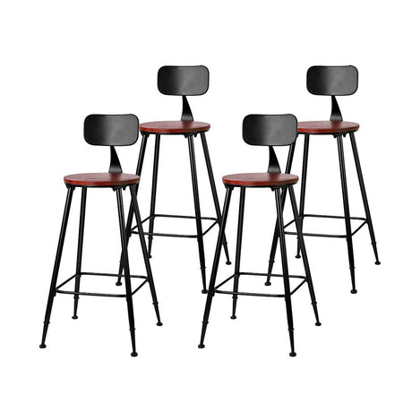 Surf Beach Industrial Bar Stool, Dark Brown 4pcs