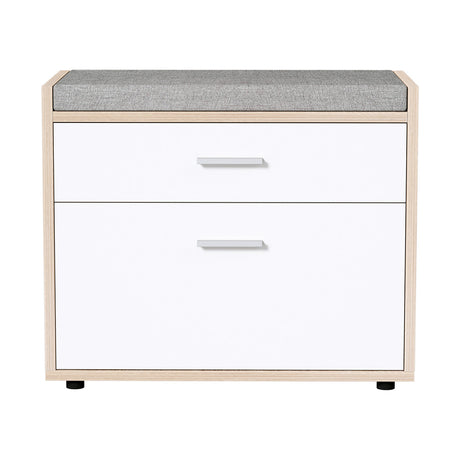 Artiss NIVA White Shoe Rack Cabinet Bench — 8 Pairs, Plush Hidden Design — Allure Home Collections