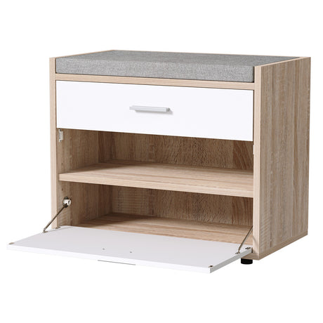 Artiss NIVA White Shoe Rack Cabinet Bench — 8 Pairs, Plush Hidden Design — Allure Home Collections