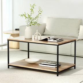Narbethong walnut wood coffee table in a modern living room