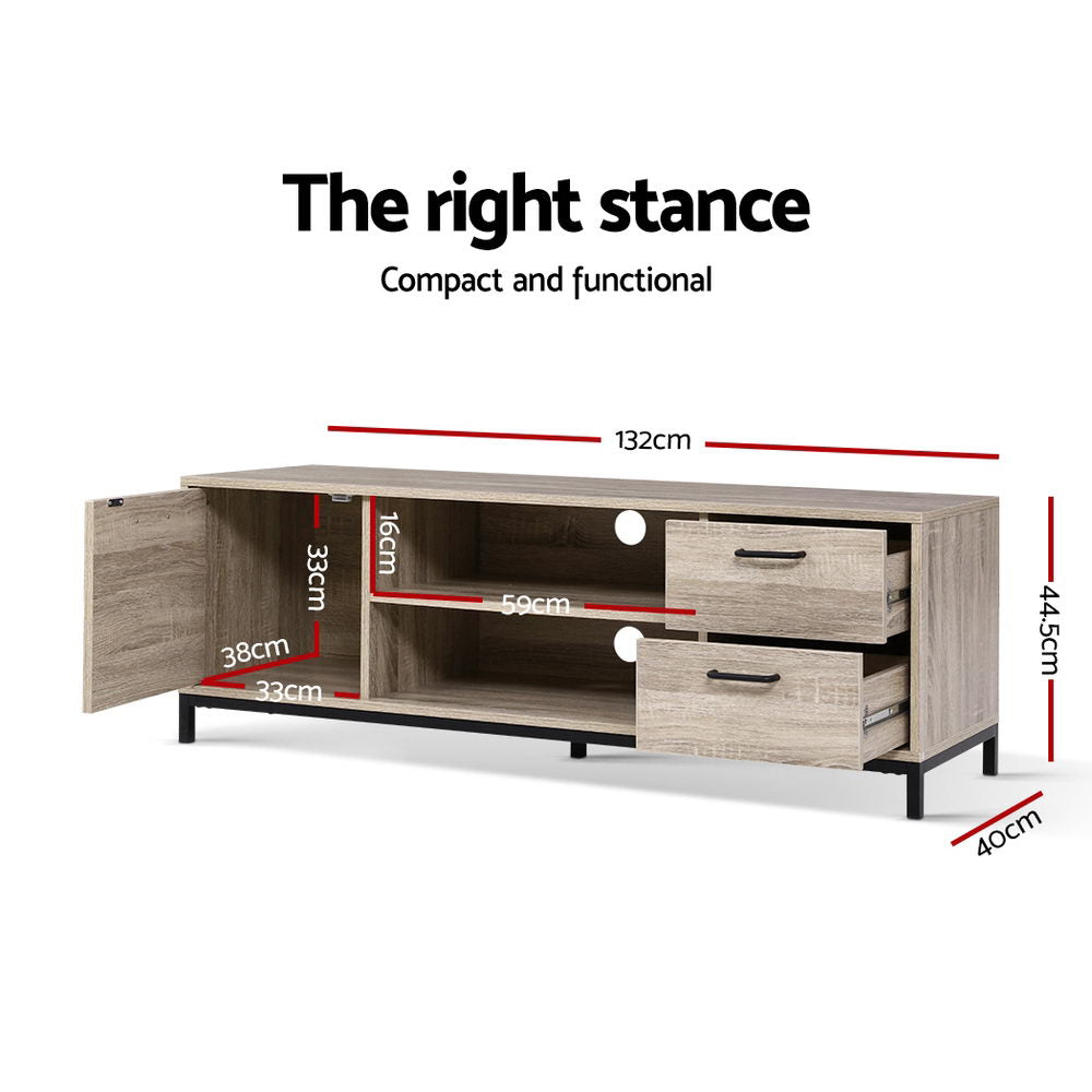 Artiss Tania 132cm Oak & Black TV Cabinet
