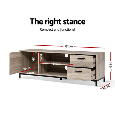 Artiss Tania 132cm Oak & Black TV Cabinet