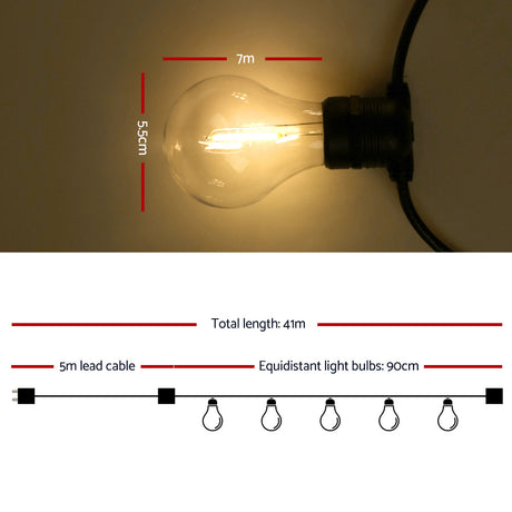 41m LED Festoon String Lights Outdoor for Weddings Events and Gardens — Allure Home Collections
