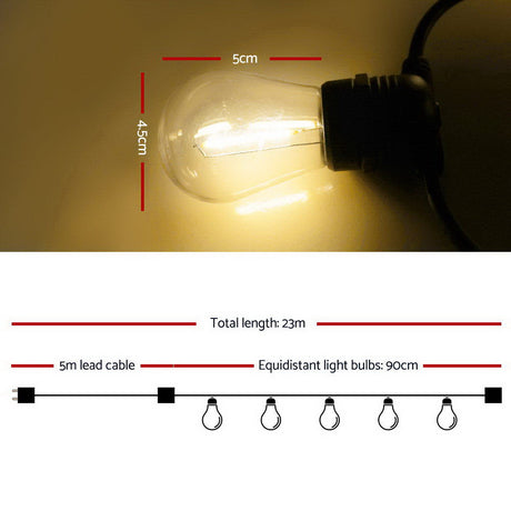 23m LED Festoon String Lights Outdoor for Weddings Parties and Events — Allure Home Collections