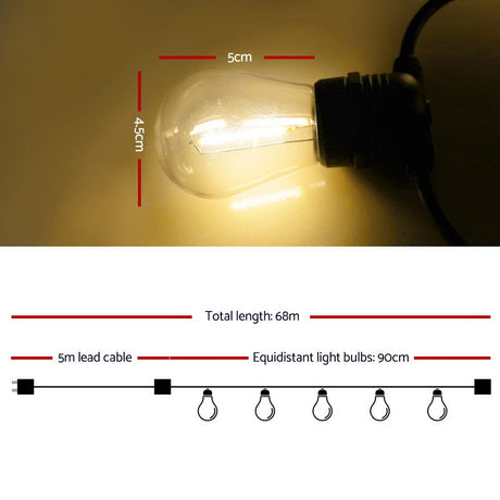 68m LED Festoon String Lights for Events
