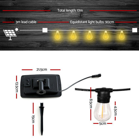 Allure Home Collections 17m Solar Festoon Lights