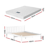 Pine Bed Frame with Medium Firm Innerspring Mattress, Double
