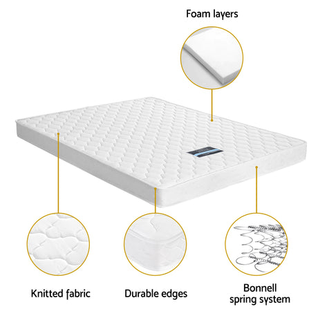 Pine Bed Frame with Medium Firm Innerspring Mattress, Double