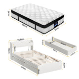 Euro top pocket spring mattress and wooden storage bed frame set, single