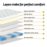 Euro top pocket spring mattress and wooden storage bed frame set, single