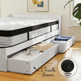 Euro top pocket spring mattress and wooden storage bed frame set, single