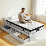 Euro top pocket spring mattress and wooden storage bed frame set, single