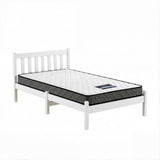 Single Bed Frame and Mattress Set, Solid Pine White 16cm