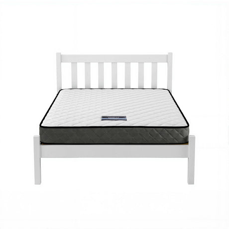 Single Bed Frame and Mattress Set, Solid Pine White 16cm
