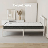 Single Bed Frame and Mattress Set, Solid Pine White 16cm