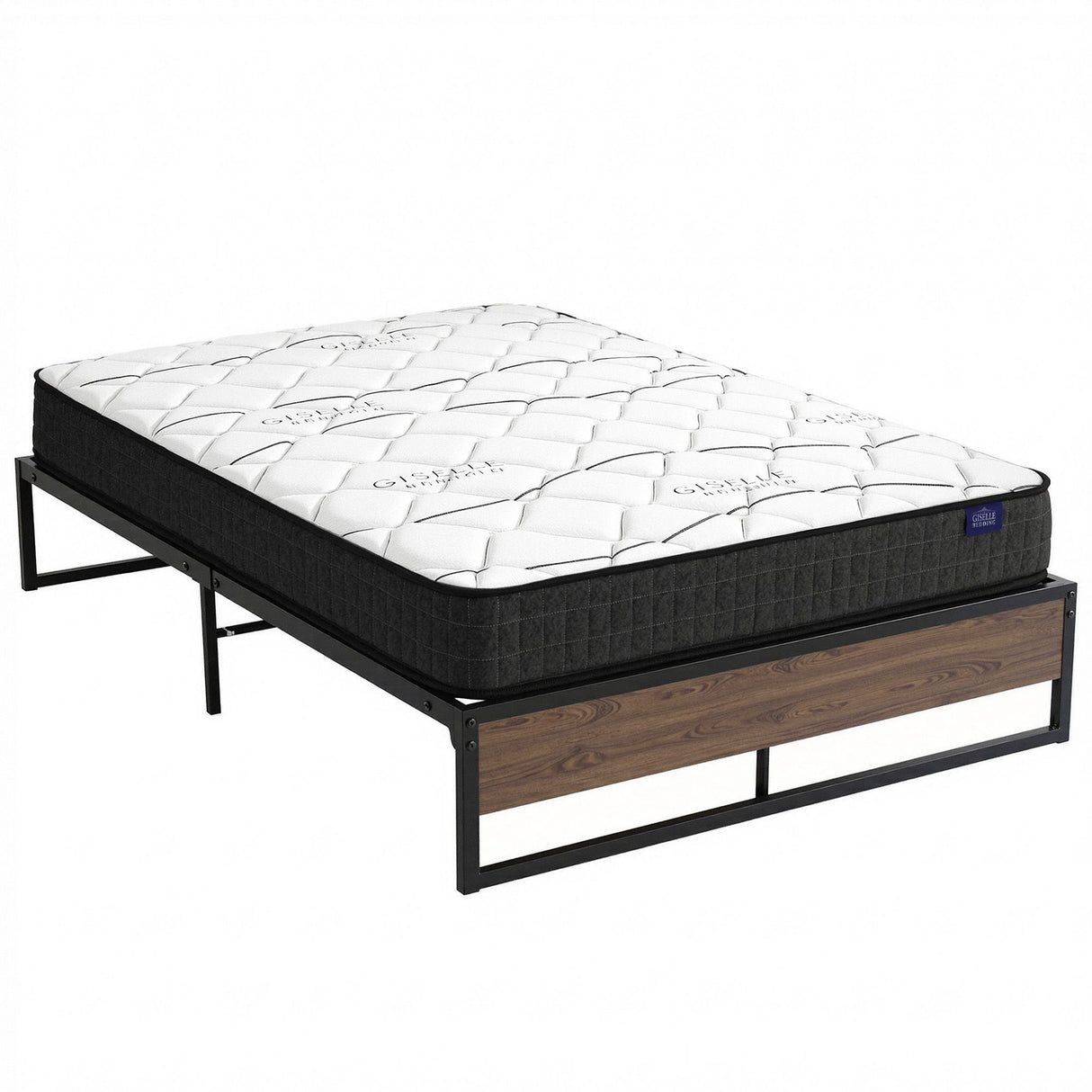 Metal Bed Frame and Medium Firm Bonnell Spring Mattress Set, 16cm Double