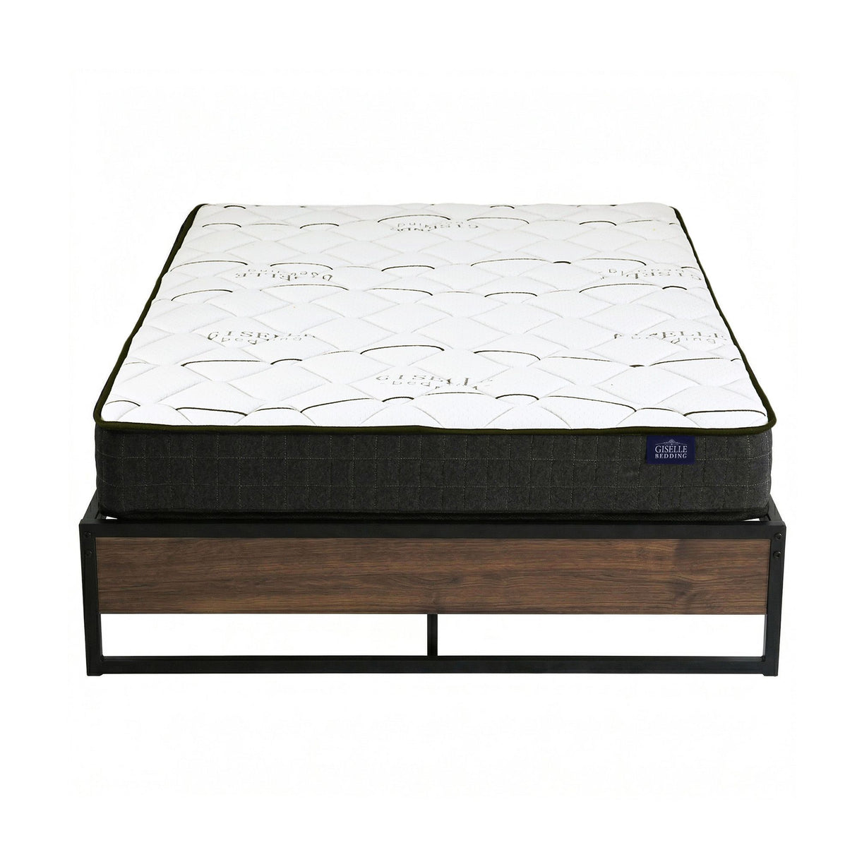 Metal Bed Frame and Medium Firm Bonnell Spring Mattress Set, 16cm Double