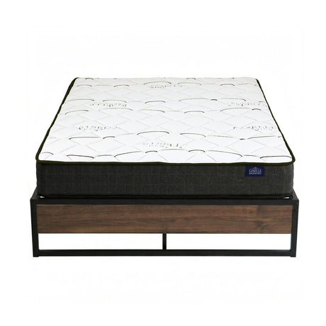 Metal Bed Frame and Medium Firm Bonnell Spring Mattress Set, 16cm Double