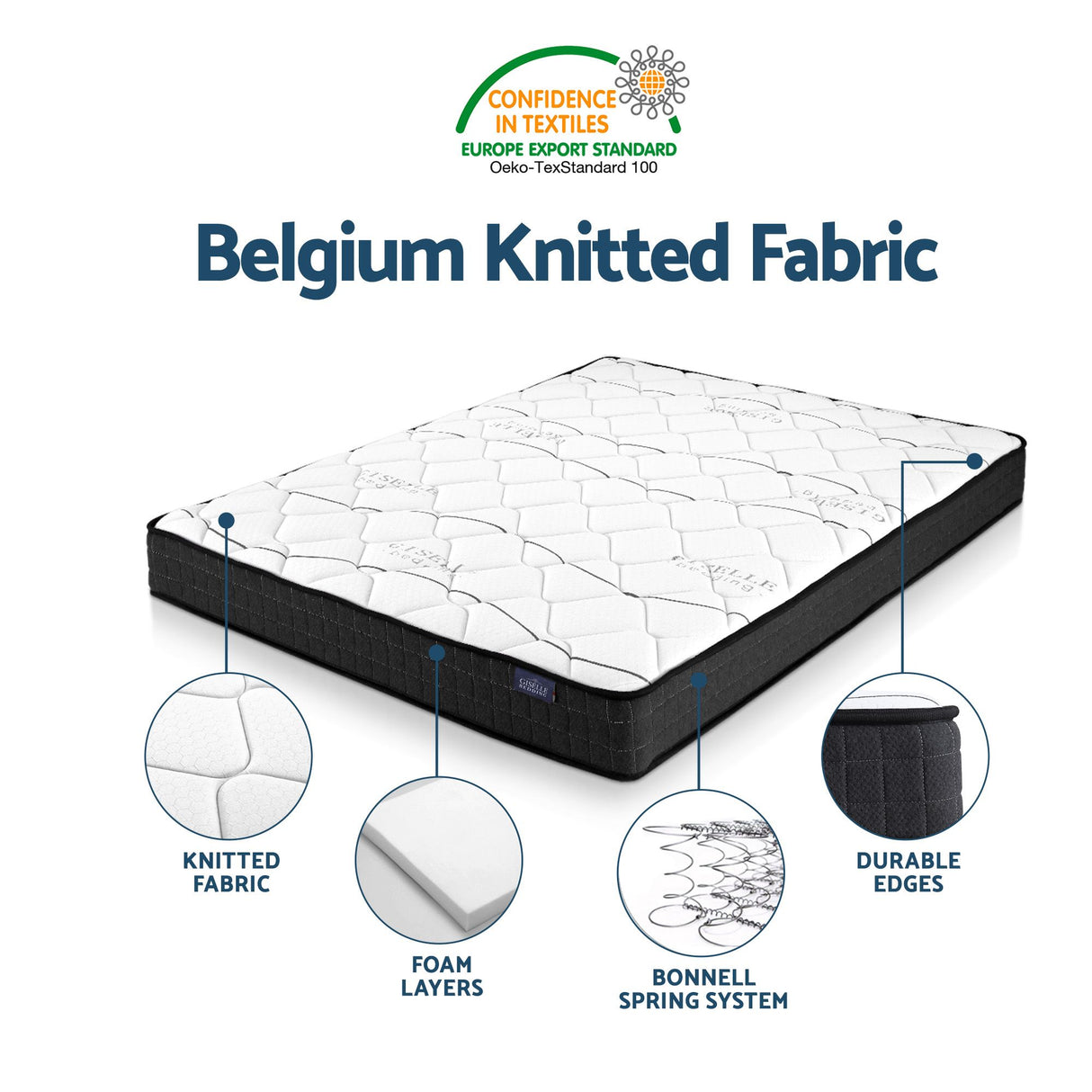 Metal Bed Frame and Medium Firm Bonnell Spring Mattress Set, 16cm Double