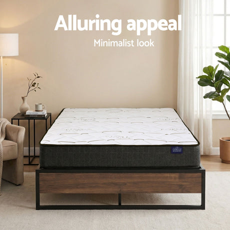 Metal Bed Frame and Medium Firm Bonnell Spring Mattress Set, 16cm Double