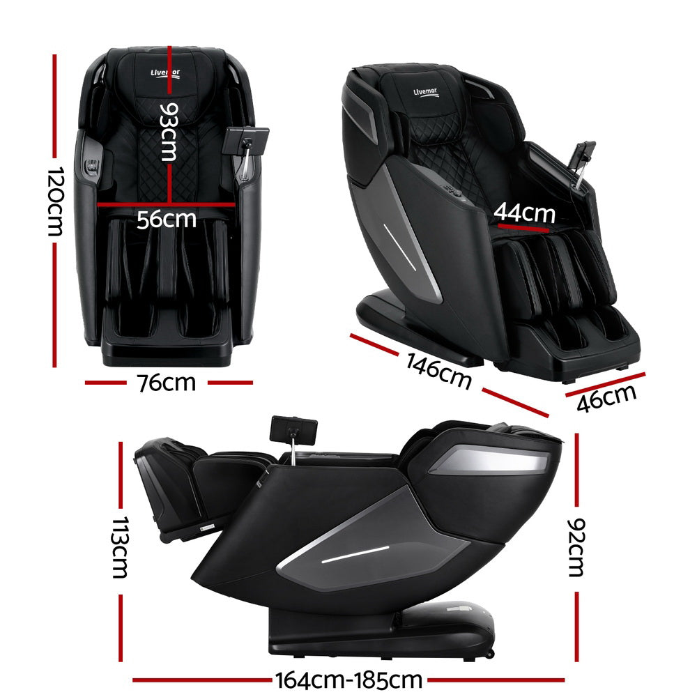 Livemor 4D Electric Massage Recliner — Black, 130cm SL-Track — Allure Home Collections