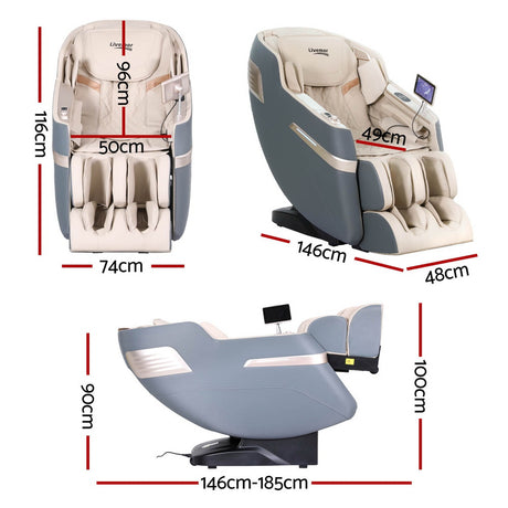 Livemor SINA 4D Electric Massage Recliner — Grey, 130cm SL-Track — Allure Home Collections