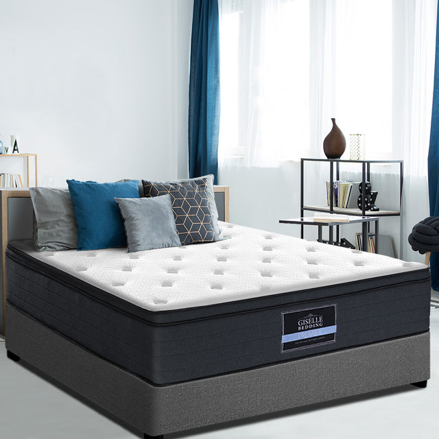 Giselle Bedding 34cm Luxury Euro Top Pocket Spring Mattress — Belgium Knitted, Egg-Shaped Foam — Allure Home Collections