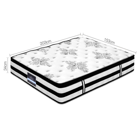 Medium Firm Euro Top Pocket Spring Mattress, 34cm Queen