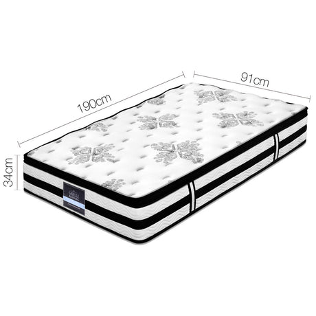 Giselle Bedding Euro Top Medium-Firm Pocket Spring Mattress — Plush Padding, Advanced Coils — Allure Home Collections