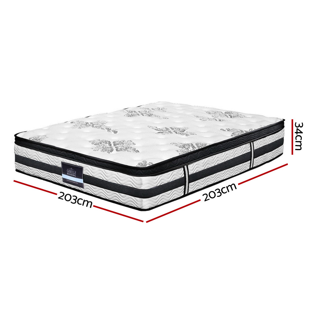 Medium firm euro top pocket spring mattress, 34cm super king