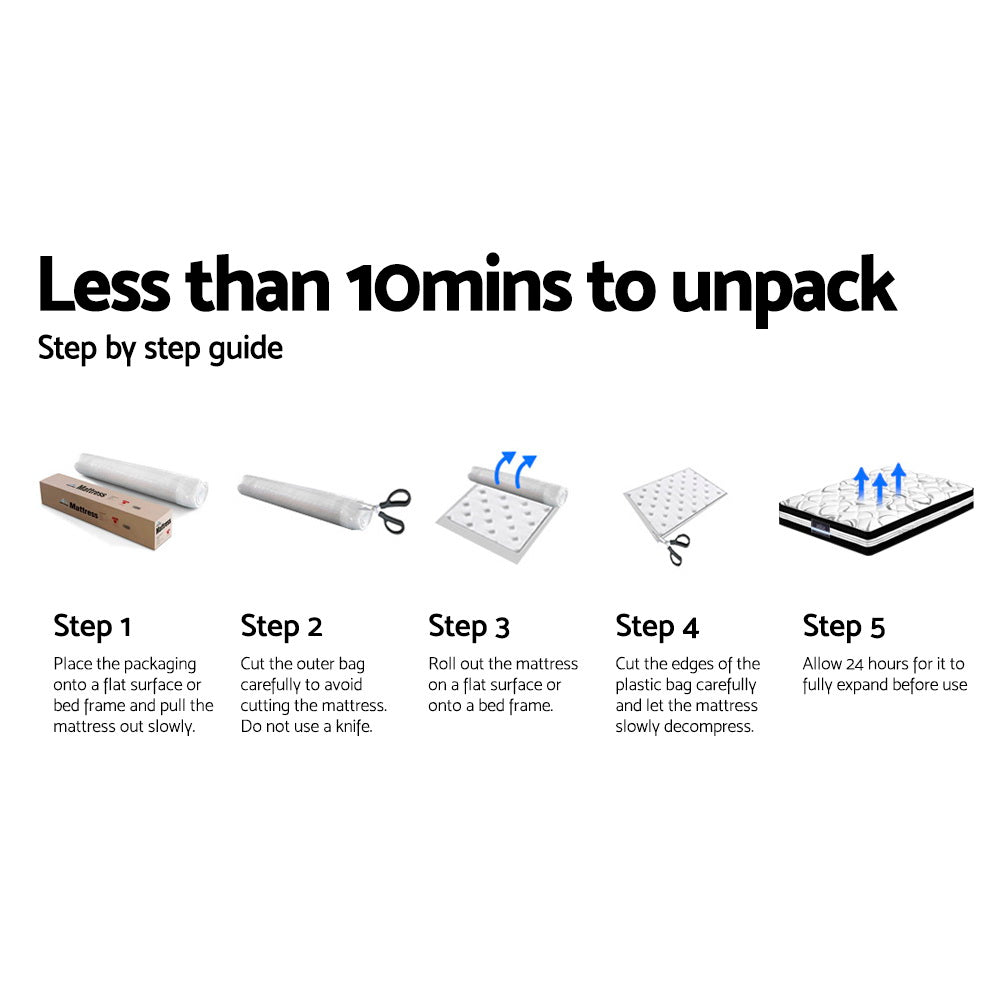 Medium firm euro top pocket spring mattress, 34cm super king