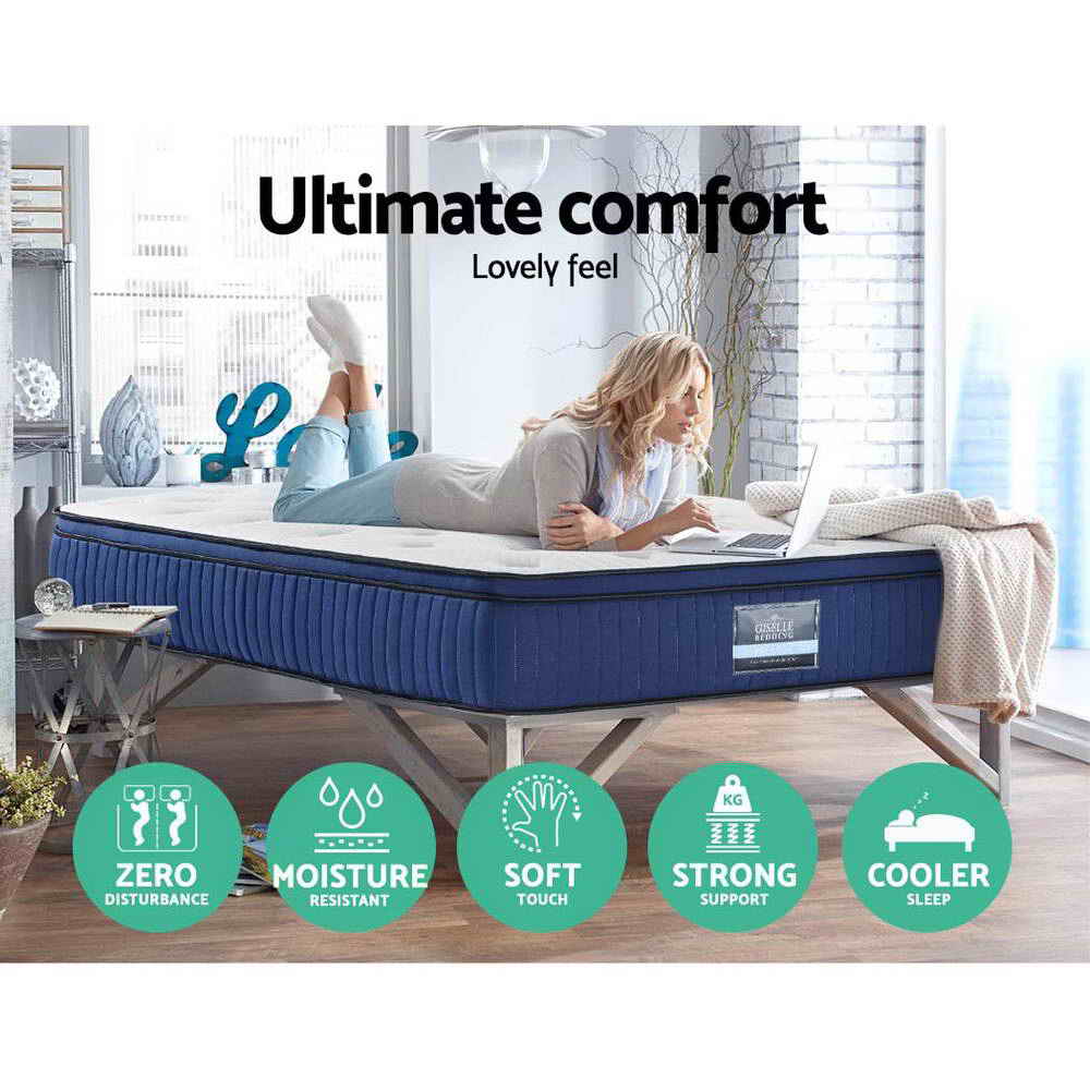 Medium Firm Gel Memory Foam Pocket Spring Mattress, 34cm Queen - Allure Home Collections