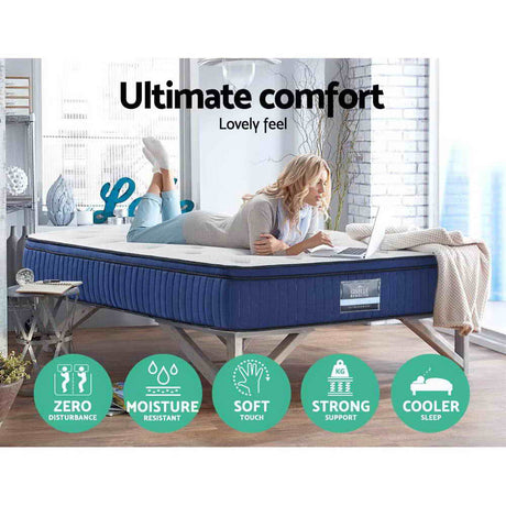 Medium Firm Gel Memory Foam Pocket Spring Mattress, 34cm Queen - Allure Home Collections