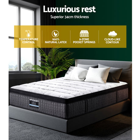 Medium Firm 9 Zone Latex Pocket Spring Mattress, 34cm Double - Allure Home Collections