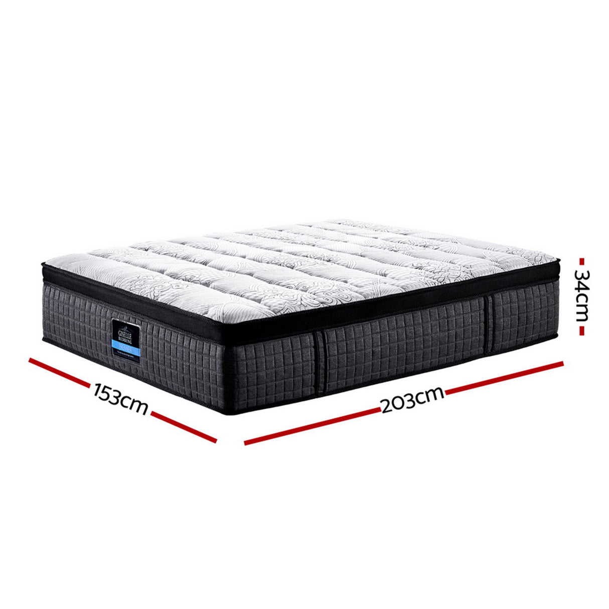 Medium Firm 9 Zone Latex Euro Top Pocket Spring Mattress, 34cm Queen
