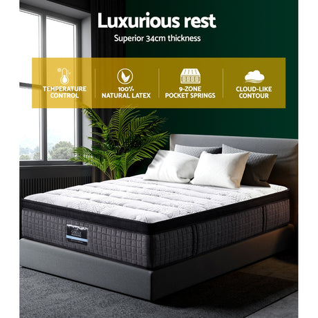 Giselle Bedding 34cm 9-Zone EvenZon Euro Top Pocket Spring Mattress — Belgium Knitted — Allure Home Collections