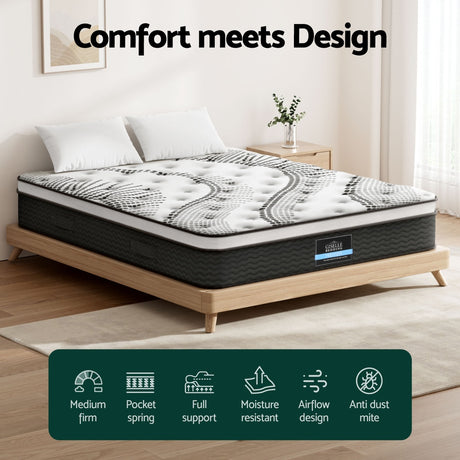 Medium Firm 5 Zone Euro Top Pocket Spring Mattress, 32cm Super King