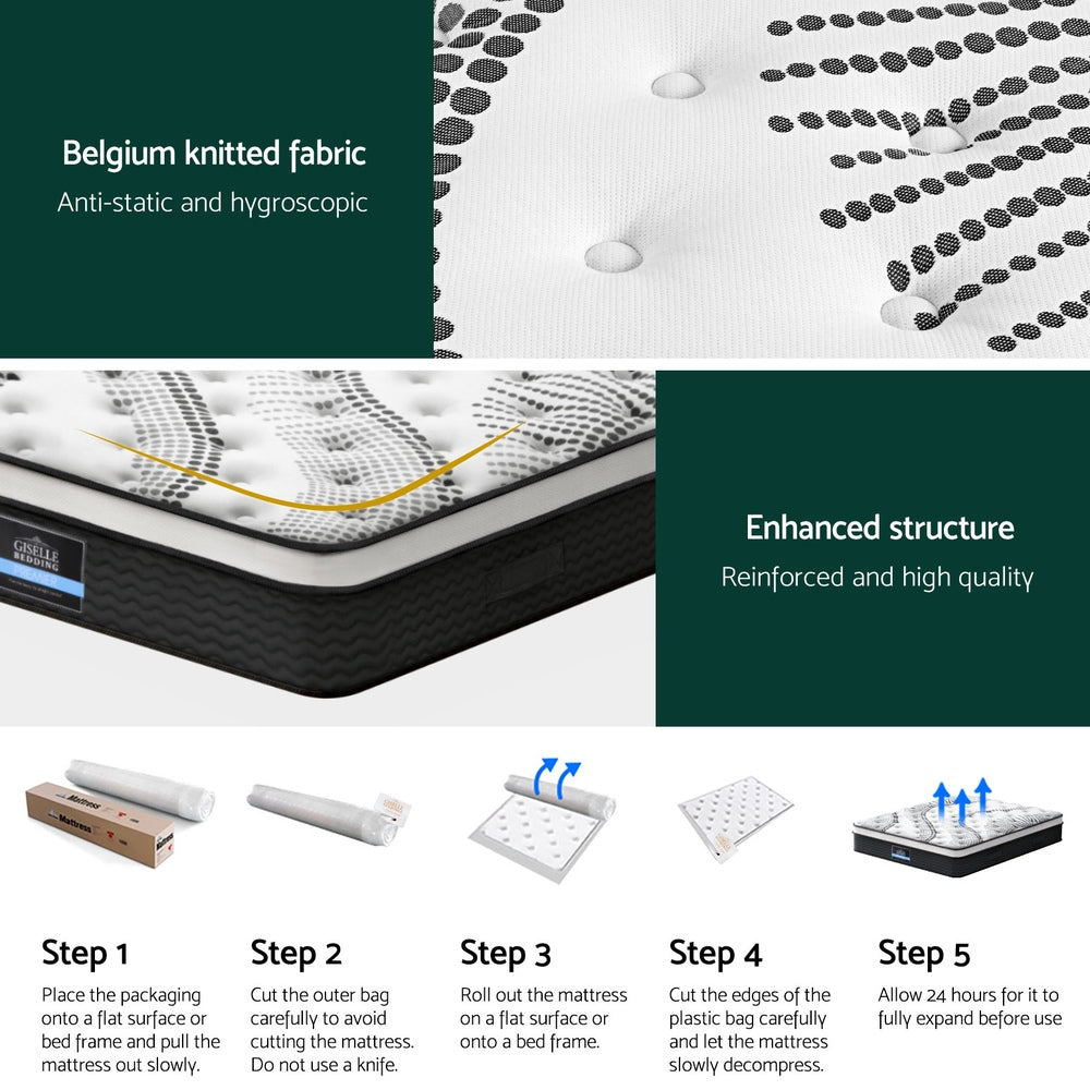 Medium Firm 5 Zone Euro Top Pocket Spring Mattress, 32cm Super King