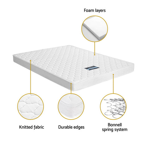 Giselle Bedding Arina Medium-Firm Bonnell Spring Mattress — Quilted Knitted Fabric — Allure Home Collections