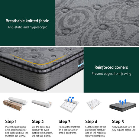 Giselle Reverie Euro Top Pocket Spring Mattress — Medium-Firm, Independent Coil — Allure Home Collections