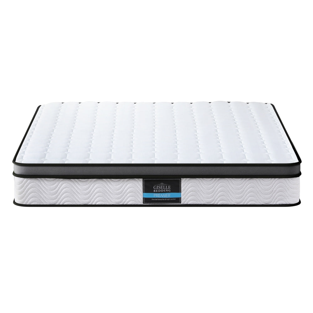 Giselle 25cm Medium-Firm Cool Gel Bonnell Spring Mattress — Soft Quilting Top — Allure Home Collections