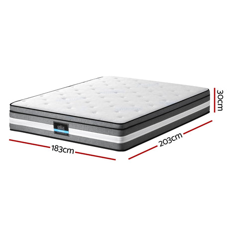 Medium Firm Gel Memory Foam Euro Top Pocket Spring Mattress, 30cm King