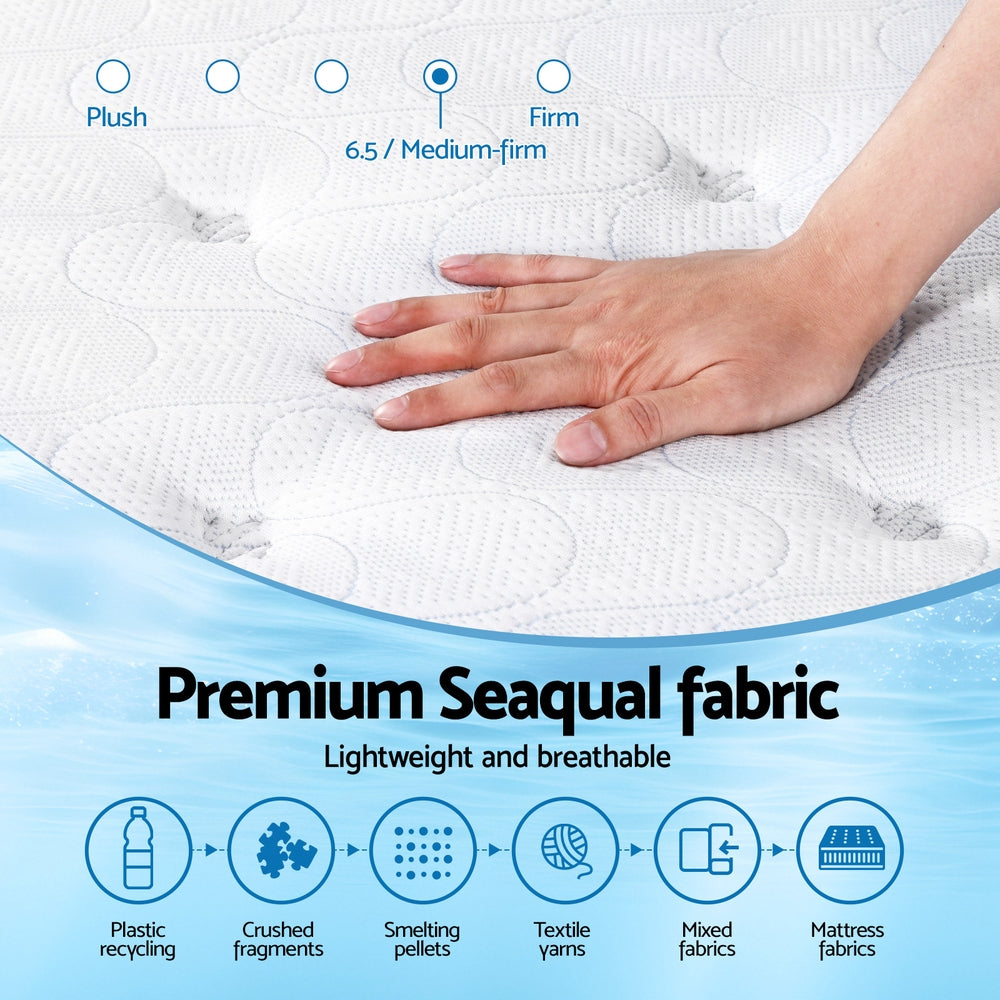 Medium Firm Gel Memory Foam Euro Top Pocket Spring Mattress, 30cm King