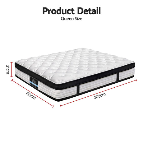 Medium 5 Zone Euro Top Pocket Spring Mattress, 31cm Queen