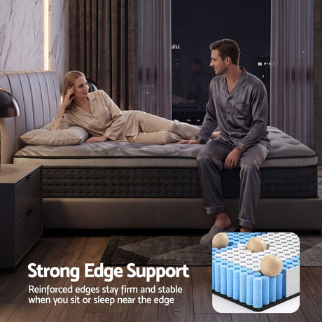 Medium Firm Bamboo Euro Top Pocket Spring Mattress, 34cm Double - Allure Home Collections